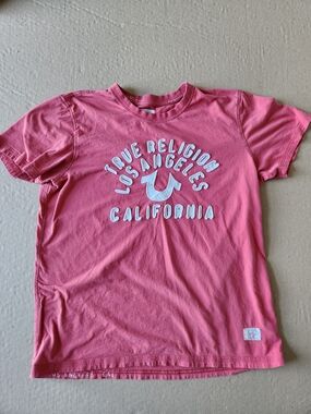 Y2K True Religion Pink Logo T‑Shirt